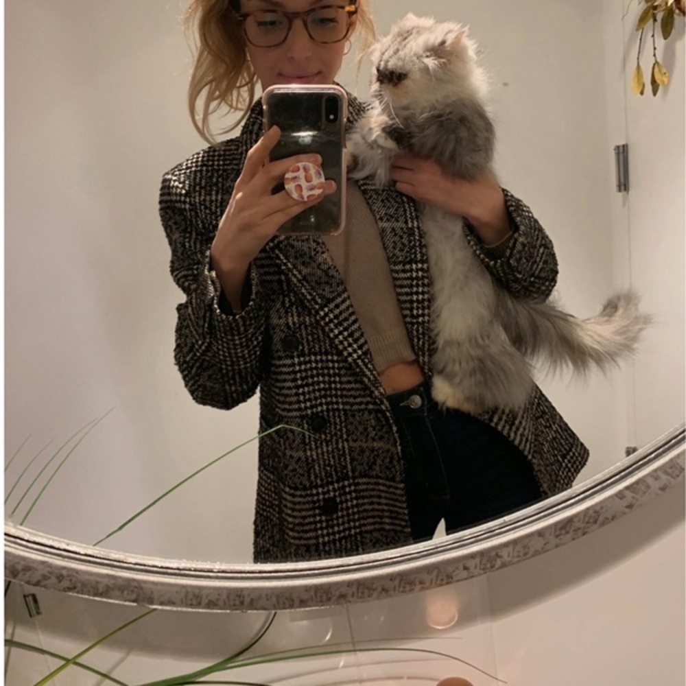 H&M Plaid Double-Breasted Blazer